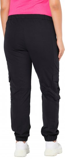 Ulla Popken Elastic Hem Stretch Fit Cargo Pants Black - Τζιν & Παντελόνια για Γυναίκες σε Μεγάλες Μεγέθη – Plus Size - 