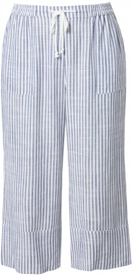 Ulla Popken Coastal Stripe Linen Blend Elastic Waist Culottes Blue - Τζιν & Παντελόνια για Γυναίκες σε Μεγάλες Μεγέθη – Plus Size - 