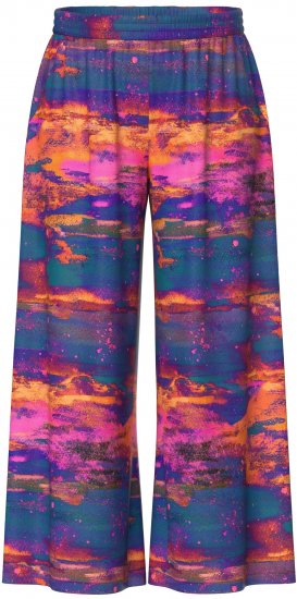 Ulla Popken Abstract Sunset Elastic Waist Palazzo Pants Orange - Τζιν & Παντελόνια για Γυναίκες σε Μεγάλες Μεγέθη – Plus Size - 