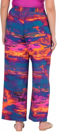Ulla Popken Abstract Sunset Elastic Waist Palazzo Pants Orange - Τζιν & Παντελόνια για Γυναίκες σε Μεγάλες Μεγέθη – Plus Size - 