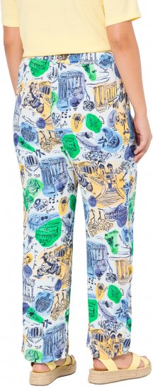Ulla Popken Italy Print Elastic Waist Pants White - Τζιν & Παντελόνια για Γυναίκες σε Μεγάλες Μεγέθη – Plus Size - 