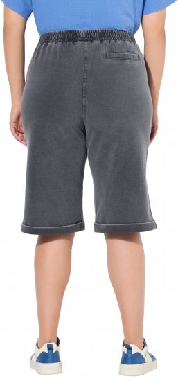 Ulla Popken Indigo Dyed Elastic Waist Jersey Shorts Black - Τζιν & Παντελόνια για Γυναίκες σε Μεγάλες Μεγέθη – Plus Size - 
