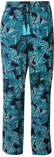 Ulla Popken Tropical Leaf Print Elastic Waist Pants Blue - Τζιν & Παντελόνια για Γυναίκες σε Μεγάλες Μεγέθη – Plus Size - 