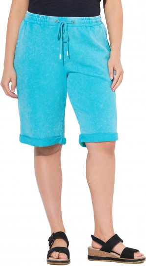Ulla Popken Acid Wash Elastic Waist Sweatshirts Blue - Τζιν & Παντελόνια για Γυναίκες σε Μεγάλες Μεγέθη – Plus Size - 