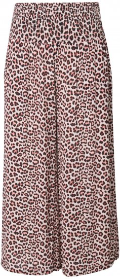 Ulla Popken Rose Wide Leg Elastic Waist Leopard Pattern Culottes White - Τζιν & Παντελόνια για Γυναίκες σε Μεγάλες Μεγέθη – Plus Size - 