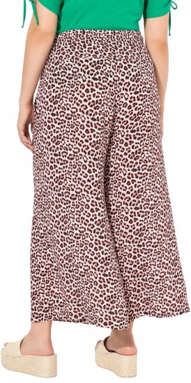 Ulla Popken Rose Wide Leg Elastic Waist Leopard Pattern Culottes White - Τζιν & Παντελόνια για Γυναίκες σε Μεγάλες Μεγέθη – Plus Size - 