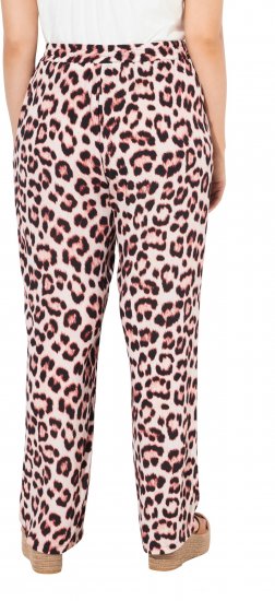 Ulla Popken Leopard Print Elastic Waist Pants White - Τζιν & Παντελόνια για Γυναίκες σε Μεγάλες Μεγέθη – Plus Size - 
