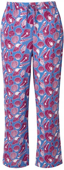 Ulla Popken Seashell Print Elastic Waist Pants Blue - Τζιν & Παντελόνια για Γυναίκες σε Μεγάλες Μεγέθη – Plus Size - 