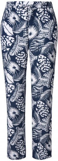 Ulla Popken Feather Print Elastic Waist Pants Blue - Τζιν & Παντελόνια για Γυναίκες σε Μεγάλες Μεγέθη – Plus Size - 