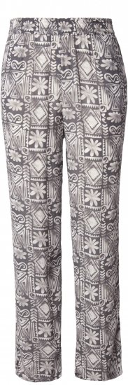 Ulla Popken Mosaic Print Elastic Waist Pants Black - Τζιν & Παντελόνια για Γυναίκες σε Μεγάλες Μεγέθη – Plus Size - 