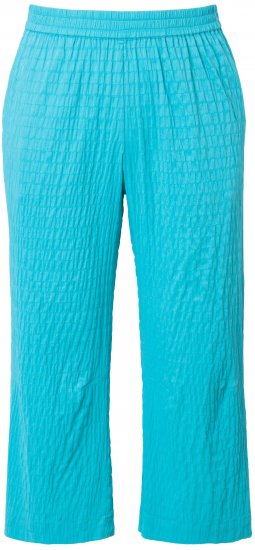 Ulla Popken Textured Elastic Waist Cropped Pants Deep Aqua - Τζιν & Παντελόνια για Γυναίκες σε Μεγάλες Μεγέθη – Plus Size - 