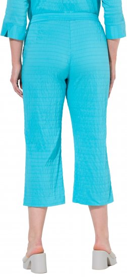 Ulla Popken Textured Elastic Waist Cropped Pants Deep Aqua - Τζιν & Παντελόνια για Γυναίκες σε Μεγάλες Μεγέθη – Plus Size - 