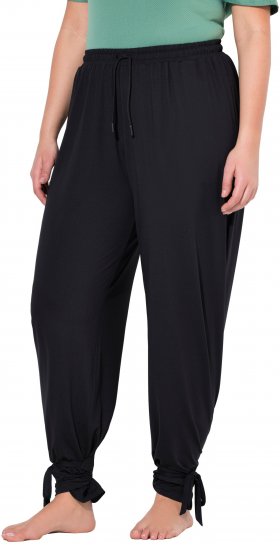 Ulla Popken Quick Drying Split Leg Elastic Waist Joggers Black - Τζιν & Παντελόνια για Γυναίκες σε Μεγάλες Μεγέθη – Plus Size - 