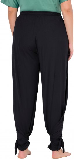 Ulla Popken Quick Drying Split Leg Elastic Waist Joggers Black - Τζιν & Παντελόνια για Γυναίκες σε Μεγάλες Μεγέθη – Plus Size - 