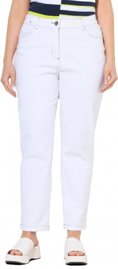 Ulla Popken Used Look 5 Pocket Comfy Waistband Mom Jeans Snow White - Τζιν & Παντελόνια για Γυναίκες σε Μεγάλες Μεγέθη – Plus Size - 
