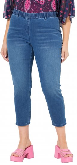 Ulla Popken Cropped Denim Look Stretch Fit Leggings Light Blue Denim - Τζιν & Παντελόνια για Γυναίκες σε Μεγάλες Μεγέθη – Plus Size - 
