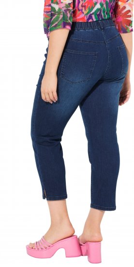 Ulla Popken Cropped Denim Look Stretch Fit Leggings Denim Blue - Τζιν & Παντελόνια για Γυναίκες σε Μεγάλες Μεγέθη – Plus Size - 