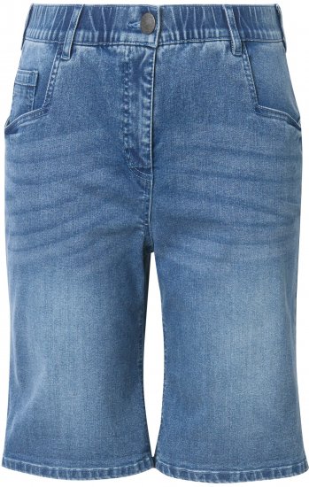Ulla Popken Denim Wide Leg Elastic Waist Bermuda Shorts Blue Denim - Τζιν & Παντελόνια για Γυναίκες σε Μεγάλες Μεγέθη – Plus Size - 