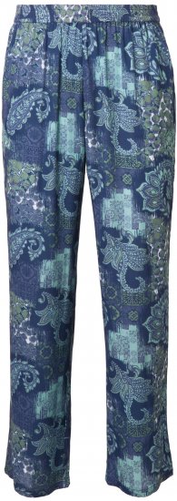 Ulla Popken Patchwork Paisley Elastic Waist Pants Blue - Τζιν & Παντελόνια για Γυναίκες σε Μεγάλες Μεγέθη – Plus Size - 