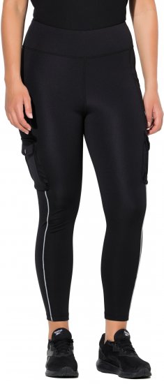 Ulla Popken Cargo Pocket Fleece Lined Sports Leggings Black - Τζιν & Παντελόνια για Γυναίκες σε Μεγάλες Μεγέθη – Plus Size - 
