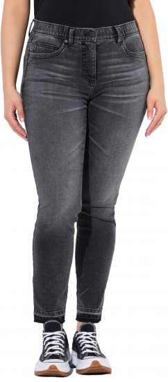 Ulla Popken Raw Edge Stretch Fit Jeans Black - Τζιν & Παντελόνια για Γυναίκες σε Μεγάλες Μεγέθη – Plus Size - 