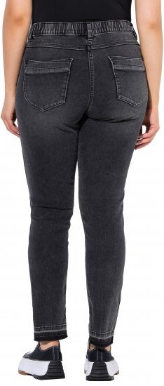 Ulla Popken Raw Edge Stretch Fit Jeans Black - Τζιν & Παντελόνια για Γυναίκες σε Μεγάλες Μεγέθη – Plus Size - 