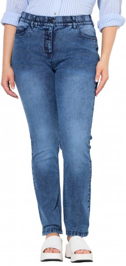 Ulla Popken Vintage Wash Stretch Fit Jeans Blue Denim - Τζιν & Παντελόνια για Γυναίκες σε Μεγάλες Μεγέθη – Plus Size - 