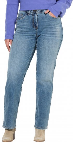 Ulla Popken Bow Embroidery Stretch Fit Jeans Blue Denim - Τζιν & Παντελόνια για Γυναίκες σε Μεγάλες Μεγέθη – Plus Size - 