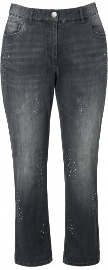 Ulla Popken Rivet Detail Stretch Fit Boyfriend Jeans Black - Τζιν & Παντελόνια για Γυναίκες σε Μεγάλες Μεγέθη – Plus Size - 