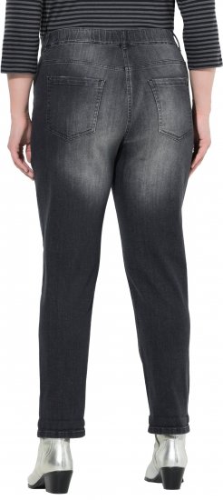 Ulla Popken Rivet Detail Stretch Fit Boyfriend Jeans Black - Τζιν & Παντελόνια για Γυναίκες σε Μεγάλες Μεγέθη – Plus Size - 