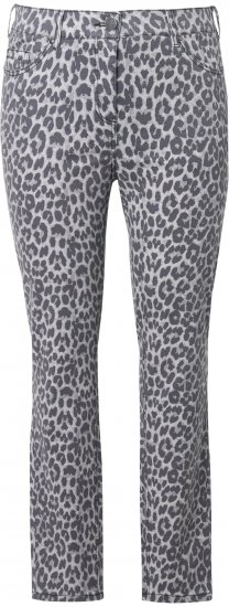 Ulla Popken Slim Leg Leopard Print Stretch Fit Jeans Bright Grey - Τζιν & Παντελόνια για Γυναίκες σε Μεγάλες Μεγέθη – Plus Size - 