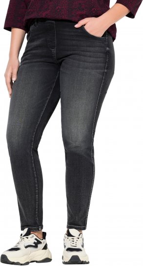 Ulla Popken Vintage Wash Jeggings Black - Τζιν & Παντελόνια για Γυναίκες σε Μεγάλες Μεγέθη – Plus Size - 
