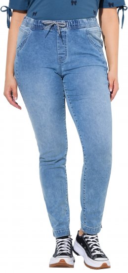 Ulla Popken Drawstring Jeggings Blue Denim - Τζιν & Παντελόνια για Γυναίκες σε Μεγάλες Μεγέθη – Plus Size - 