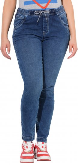 Ulla Popken Drawstring Jeggings Blue - Τζιν & Παντελόνια για Γυναίκες σε Μεγάλες Μεγέθη – Plus Size - 