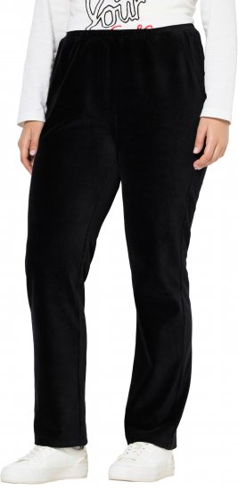 Ulla Popken Corduroy Elastic Waist Pants Black - Τζιν & Παντελόνια για Γυναίκες σε Μεγάλες Μεγέθη – Plus Size - 