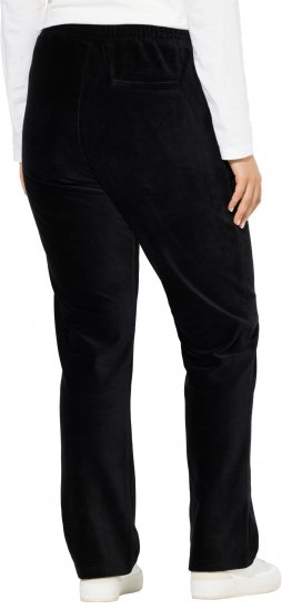 Ulla Popken Corduroy Elastic Waist Pants Black - Τζιν & Παντελόνια για Γυναίκες σε Μεγάλες Μεγέθη – Plus Size - 