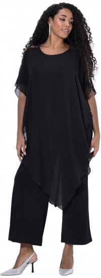 Ulla Popken Layered Chiffon Wrap Jumpsuit Grey - Τζιν & Παντελόνια για Γυναίκες σε Μεγάλες Μεγέθη – Plus Size - 