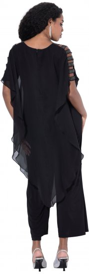 Ulla Popken Layered Chiffon Wrap Jumpsuit Grey - Τζιν & Παντελόνια για Γυναίκες σε Μεγάλες Μεγέθη – Plus Size - 