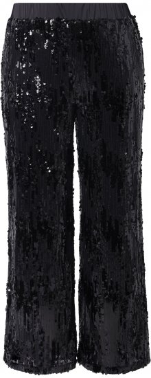 Ulla Popken Sequined Elastic Waist Pants Black - Τζιν & Παντελόνια για Γυναίκες σε Μεγάλες Μεγέθη – Plus Size - 