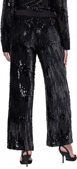Ulla Popken Sequined Elastic Waist Pants Black - Τζιν & Παντελόνια για Γυναίκες σε Μεγάλες Μεγέθη – Plus Size - 