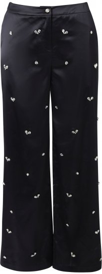 Ulla Popken Rhinestone Detail Comfort Waist Pants Black - Τζιν & Παντελόνια για Γυναίκες σε Μεγάλες Μεγέθη – Plus Size - 