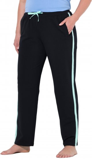 Ulla Popken Side Stripe Elastic Waist Joggers Black - Τζιν & Παντελόνια για Γυναίκες σε Μεγάλες Μεγέθη – Plus Size - 