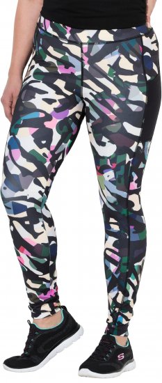 Ulla Popken Quick Drying Botanical Print Sport Leggings Black - Τζιν & Παντελόνια για Γυναίκες σε Μεγάλες Μεγέθη – Plus Size - 