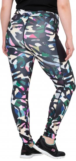 Ulla Popken Quick Drying Botanical Print Sport Leggings Black - Τζιν & Παντελόνια για Γυναίκες σε Μεγάλες Μεγέθη – Plus Size - 