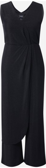 Ulla Popken Draped Sleeveless Glitter Jumpsuit Navy - Τζιν & Παντελόνια για Γυναίκες σε Μεγάλες Μεγέθη – Plus Size - 