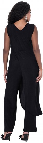 Ulla Popken Draped Sleeveless Glitter Jumpsuit Navy - Τζιν & Παντελόνια για Γυναίκες σε Μεγάλες Μεγέθη – Plus Size - 