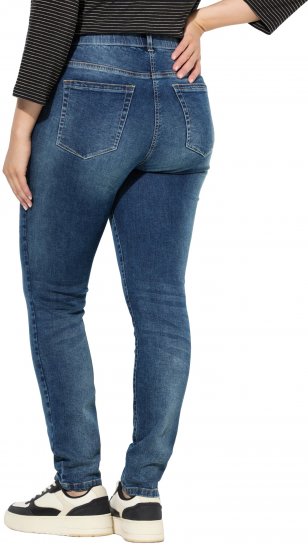 Ulla Popken Decorative Stitched Slim Leg Stretch Fit Jeans Blue Denim - Τζιν & Παντελόνια για Γυναίκες σε Μεγάλες Μεγέθη – Plus Size - 