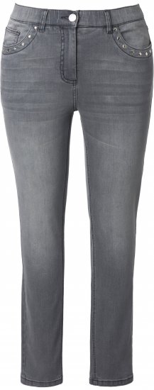 Ulla Popken Rivet Studded Stretch Fit Jeans Grey Denim - Τζιν & Παντελόνια για Γυναίκες σε Μεγάλες Μεγέθη – Plus Size - 