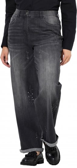Ulla Popken Rivet Studded Stretch Fit Jeans Black - Τζιν & Παντελόνια για Γυναίκες σε Μεγάλες Μεγέθη – Plus Size - 