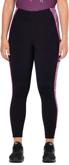 Ulla Popken Quick Drying Botanical Print Sport Leggings Black - Τζιν & Παντελόνια για Γυναίκες σε Μεγάλες Μεγέθη – Plus Size - 